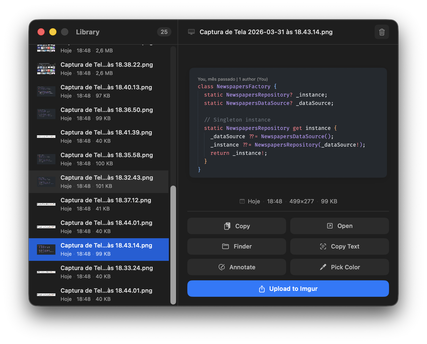 Screenshot Library — full history, searchable and always at hand